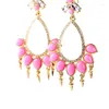 Dangle Oorbellen Collectie Fashion Charm Party Dames Bijoux Waterdruppel Roze Kroonluchter Oorbel 2023