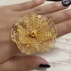 Pierścionki ślubne 24K Gold Sweet Big Flower Pierścień Dubai Etiopia Luksus nadaje się na prezenty na imprezę i piłkę