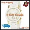 100% ORIGINAL JAPON MOUVEMENT DROP Nouveau MK5145 MK5191 MK5423 Ladies Runway Chronograph Silicone Steel Watch322H