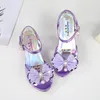 Sandalen 5 Farben Kinder Prinzessin Kinder Mädchen Hochzeit Schuhe High Heels Kleid Bowtie Gold Rosa Blau Silber Für 230601