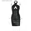 Partykleider Zoctuo Pu Kunstleder 2023 Winter Sexy Kleider Für Frauen Sexy Bodycon Halter Backless Aushöhlen Frau Kleidung Mini Kleid T230602