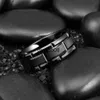 Anéis de banda clássicos masculinos 8mm preto tungstênio anéis de casamento duplo sulco borda chanfrada padrão de tijolo escovado anéis de aço inoxidável para homens j230602