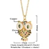 Mignon 18K plaqué or hibou pendentif colliers avec arc-en-ciel Zircon Colorcul goutte huile femmes collier bijoux cadeaux