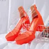 Telotuny sandalen dames dikke hakken transparante ritssluiting waterdicht platform hoge hakken sandalen 2021 nieuwe zomer rome schoenen l230518