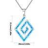 Pendant Necklaces Fire Blue Opal Big Square Necklace Pendants Fashion Jewelry For Women Girls Drop