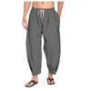 Calças masculinas HOUZHOU de linho de algodão para homens streetwear joggers verão caqui preto calças cortadas masculino solto causal praia respirável