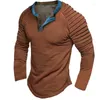 Men's T Shirts US Size Man Casual Sports Pleated Tees 2023 Summer And Autumn Cotton Blend Men's Tactical Patchwork Long Sleeved T-Shirts