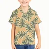 Heren Casual Shirts Tropische Weegbree Bladpatroon Kinderen Kid Jongen Zomer Mode 3d Oversized Strand Korte Mouw Hawaiiaanse Top Kleding