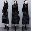 Trench da donna Inverno Imitazione di visone Splicing Vita sottile Giù Cappotto di cotone Abbigliamento donna Lungo sopra il ginocchio Giacca parka romboidale Donna