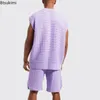 Agasalhos masculinos 2023 Conjuntos casuais de duas peças para o verão Blusas sem manga sólidas Camisas e shorts Masculino Streetwear Agasalho masculino