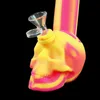 Ultimi fumatori colorati in silicone Narghilè Bong Pipes Kit Skull Ghost Head Style Bubbler Herb Tabacco Filtro in vetro Cucchiaio Ciotola Waterpipe Portasigarette