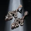 Boucles d'oreilles à tige Vintage tempérament Double fleur couleur Zircon bijoux fête luxe italien 925 Long