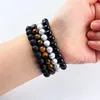 Strand 4st Par Armband blandade runda pärlor naturliga stenar Elastiska stressavlastning män kvinnor tiger ögon mode smycken