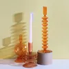 Ljushållare Nordic Pink/Orange Glass Romantic Dinner Home Decoration Candlestick For Wedding Holder Wax Porta Velas