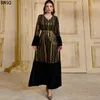 Повседневные платья моды мусульманское бархатное платье Dubai abaya Женщины бронзовые вышива