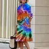 Casual Dresses Women's Dress 3d Lapel Summer Flower Texture Abstract Print Elegant Street Loose Miniskirt Bohemian Beach 2023