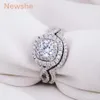 Newshe 1 9 Ct 2 Pcs Solid 925 Sterling Silver Wedding Ring Sets Engagement Band Fashion Jewelry For Women JR4844 wzw240H