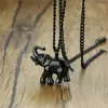 ペンダントネックレスZorcvensブラックステンレス鋼の象の象のネックレスマンジュエリーギフト