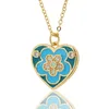 18K Gold Plated Heart Necklaces Pendant Multicolor Flower Drop Oil Choker For Teens Girls Birthday Jewelry Gifts