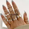 Band Rings Modyle New Fashion Gold Color Cross Rings Set For Women Punk Vintage Geometric Twist Hollow Ring Jewelry Trendy Accessories J230602