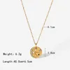 18K Gold Plated Stainless Steel Colorful Zircon Pendant North Star Sun moon relief hammer inlaid color zircon round Necklace