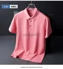 Męskie T-shirty Ice Silk Traceless Tra-T-Shirt Męski biznes Solidny kolor na pół rękawie jedwabny jedwabny oddychający koszulka polo J230602