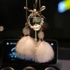 New Creative Crystal Pearl Car Pendant Cute Dream Catcher Nappe Piuma Specchietto retrovisore Ornamento Set Accessori per auto con strass