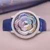 Montres-bracelets Vente Melissa Montre pour femme Fleur Strass Cristal Heure de la mode Bracelet en cuir véritable Horloge Anniversaire de la fille Coffret cadeau