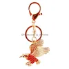 Key Rings Crystal Keyring Rhinestone Animal Eagle Metal Pendant Keychain Fashoin Gold Tone Alloy Car Chain Holder Drop Delivery Jewel Dhjyp