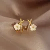 Boucles d'oreilles en or avec zircon en métal nouvellement conçues pour femmes, un accessoire élégant pour les filles de fête de bijoux de mode coréenne G230602