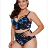 Women's Swimwear Push Up Bikini Plus Size High Waist Swimsuit Women Print Large Cut Out Maillot Set 2023