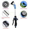 Vattenutrustning Universal 9 Funktioner Water Jet Munstycke Spray Gun Car Wash Long Slang Anslutningar Rod Växt Garden Irrigations Clean Tools 230601