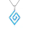 Pendant Necklaces Fire Blue Opal Big Square Necklace Pendants Fashion Jewelry For Women Girls Drop