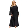 Ethnic Clothing Cotton Woman Abaya Muslim Casual Black Dress Patchwork Women Long Sleeve For Dubai Prayer