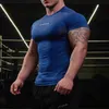 T-shirts pour hommes New Men Gym T-shirt Haute élasticité musculation fitness à séchage rapide à manches courtes sports pour hommes Casual tops tendance running T-shirt T230602