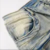 2023 Jeans da uomo Moda svasata da uomo Strappato Distressed Streetwear Pantaloni di jeans neri Nastri lunghi Trend Uomo #