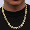 Custom Made Hiphop Sieraden Wit Goud Kleur Geel Goud Kleur 925 Zilver Shining Bling Gouden Touw Ketting Ketting