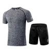 Męskie dresy 2022 garnitury fitness z szortami T-shirt męski + sportowe szorty Set Summer Running Moire Wicking Sportswear Man Stroje J230601