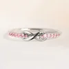 Bandringar Huitan Eternity Infinity Shape Women Rings med Pink Cubic Zirconia Romantic Proposal Engagement Rings Gift Wedding Love Jewelry J230602