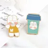 2st/Set Sweet Pink Brosches Söt hundbjörn Cat Rabbit Bag Emamel Pins For Girl Cartoon Animal Lapel Badge Friends Gifts smycken