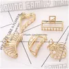 Morsetti New Geometric Hair Claw For Women Girls Crab Metal Gold Forcine Ornamento Accessori Drop Delivery Jewelry Hairjewelry Dhvki