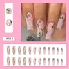 Unghie finte 24pcs lunga ballerina francese farfalla fiore design finto staccabile copertura completa stampa su manicure fai da te