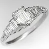Bandringar Huitan Crystal Geometric Cubic Zirconia Silver Color Rings for Women Elegant Engagement Wedding Bands Accessory Eternity Jewelry J230602
