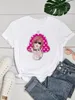 Women's T Shirts Yarichin B Club Women Funny Print Ladies T-shirt Girl Y2K Basis O-collar White Shirt Short