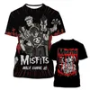 Erkek Tişörtler Korkunç Cadılar Bayramı Misfits Band 3D Printing T Shirt Kadın Erkek Moda Tesis Tişört Komik Sokak Üstleri Tees S-7XL J230602