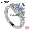 Band Rings Zdadan 925 Sterling Silver 8mm Zircon Finger Ring For Women Fashion Wedding Jewelry Accessories Wholesale J230602