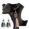 Dangle Chandelier Bijoux women boho vintage feather tassel earrings for pendientes mujer民族スタイルインディアンジプシージュエリードロップデルディアー