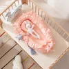 Bed Rails Portable Spädbarn Bionic Outdoor Travel Löstagbar Ding Born Baby Nest Pure Cotton Lace Crib 230601