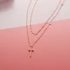 En gros 18k Plaqué Or En Acier Inoxydable double croix pendentif collier clavicule chaîne bijoux de mode pour femmes