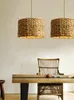 مصابيح قلادة جنوب شرق آسيا مصنوعة يدويًا مصنوعة من الأضواء الراتان على الطراز الصيني الطبيعية معلقة لغرفة الطعام في المطبخ